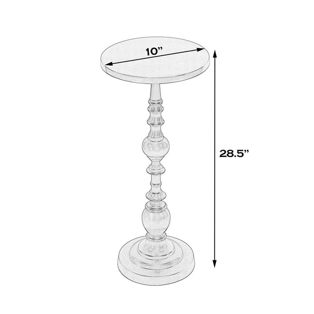 Home Square Silver Round Nickel Pedestal End Table Set of 2 - Modern Living Room Side Tables for Sofa, Bedroom & Office Decor