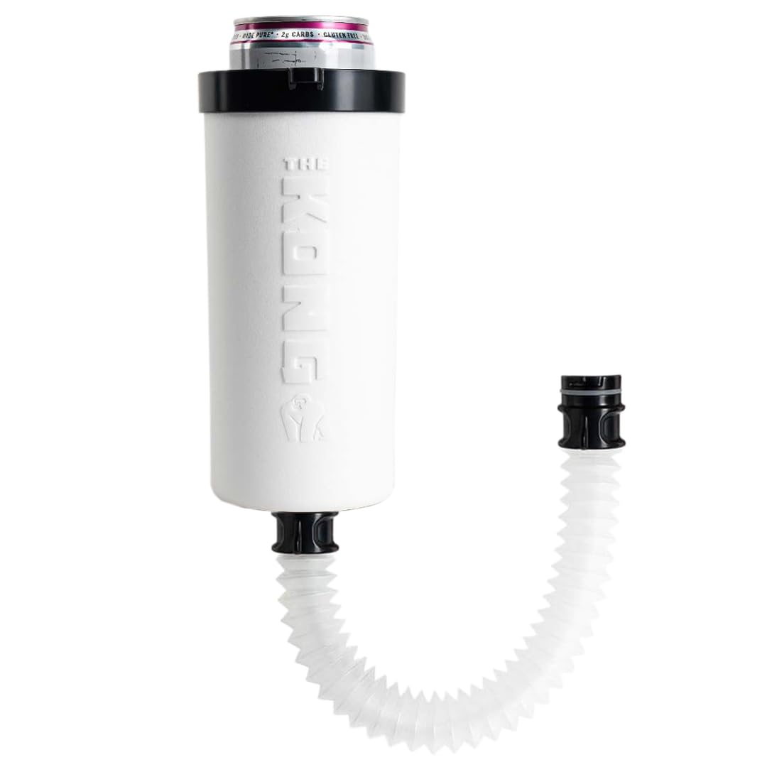 Kong Skinny Can - Insulated Portable Beer Can Cooler & Bottle Sleeve with Detachable Expandable Hose for Easy Drinking | Perfect for Camping, Beach & Outdoor Parties (White)