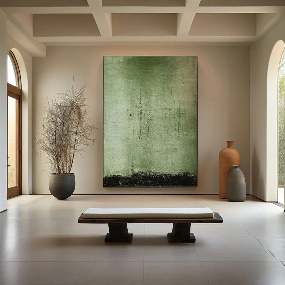 Black & Green Abstract Wall Art Canvas Print #BG114 - Modern Home Decor for Living Room, Bedroom & Office