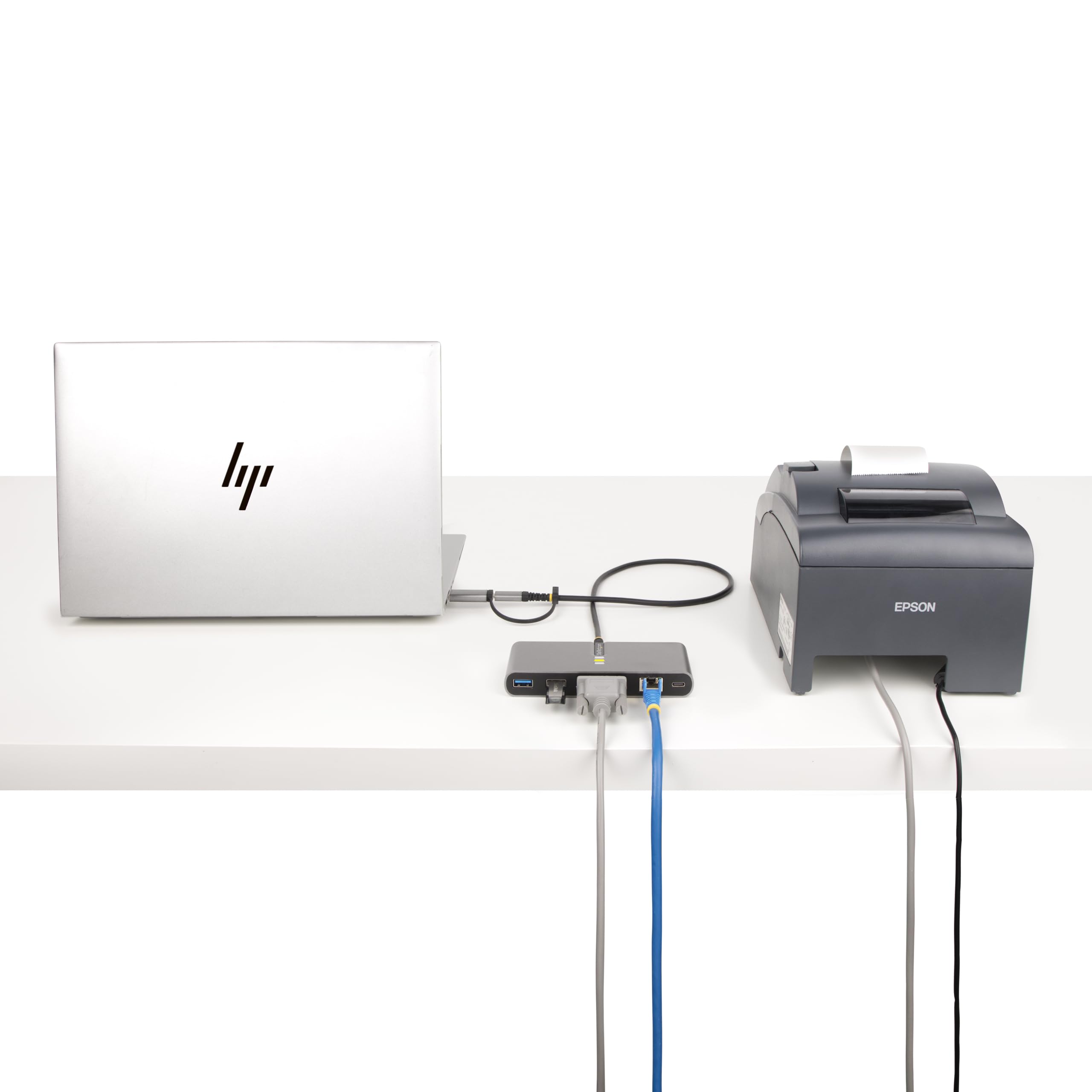 StarTech.com 2-Port USB-C Hub with Gigabit Ethernet & RS232 Serial Adapter | USB-C to USB-A Dongle | 100W Power Delivery | 2x USB-A 5Gbps Ports | Ideal for Laptops, Tablets & Workstations