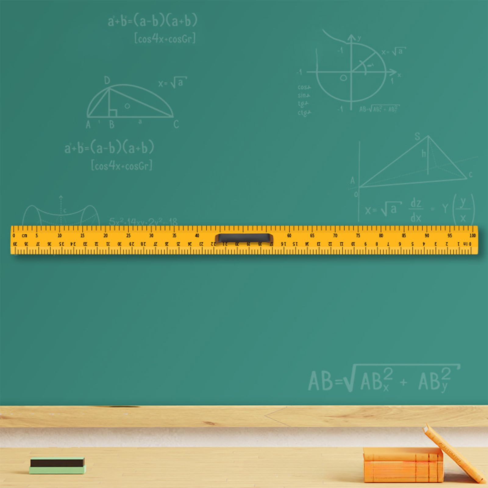 Magnetic Whiteboard Math Geometry Tool Set - Compass, Protractor, 2 Triangle Rulers for Classroom & Home Learning - Strong Magnet for Easy Blackboard Attachment - Perfect for Teachers & Students