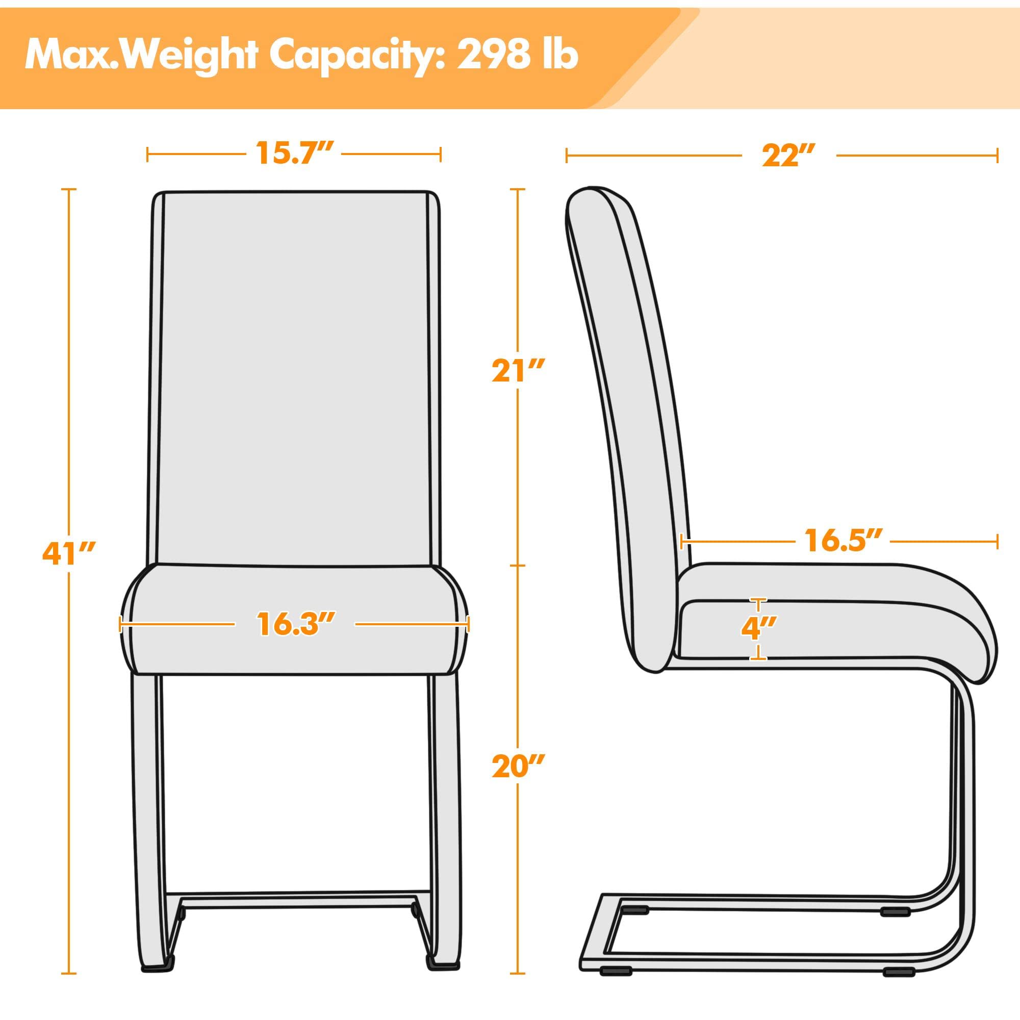 Yaheetech 4-Piece Modern High Back Dining Chairs Set - Leather Upholstered Seats with Metal Legs for Kitchen, Living Room & Dining Room - Dark Gray - Perfect for Family Gatherings & Dinner Parties