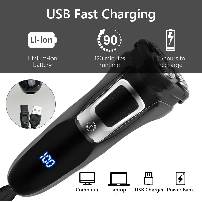 Electric Head Shaver for Bald Men - Rechargeable Wet/Dry Waterproof Shaving Machine - Full Body Grooming & Beard Trimmer - Perfect for Travel, Gym & Daily Shaving Routine