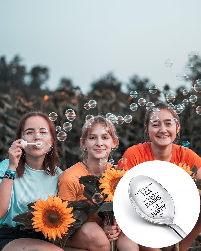 Tea Spoon Gift Set for Book Lovers - Stainless Steel Tea Spoons for Women & Men - Perfect for Tea Drinking & Reading - Great Graduation, Birthday Gifts for Students, Friends & Family - Ideal for Book Clubs, Cozy Reading Nooks & Tea Parties