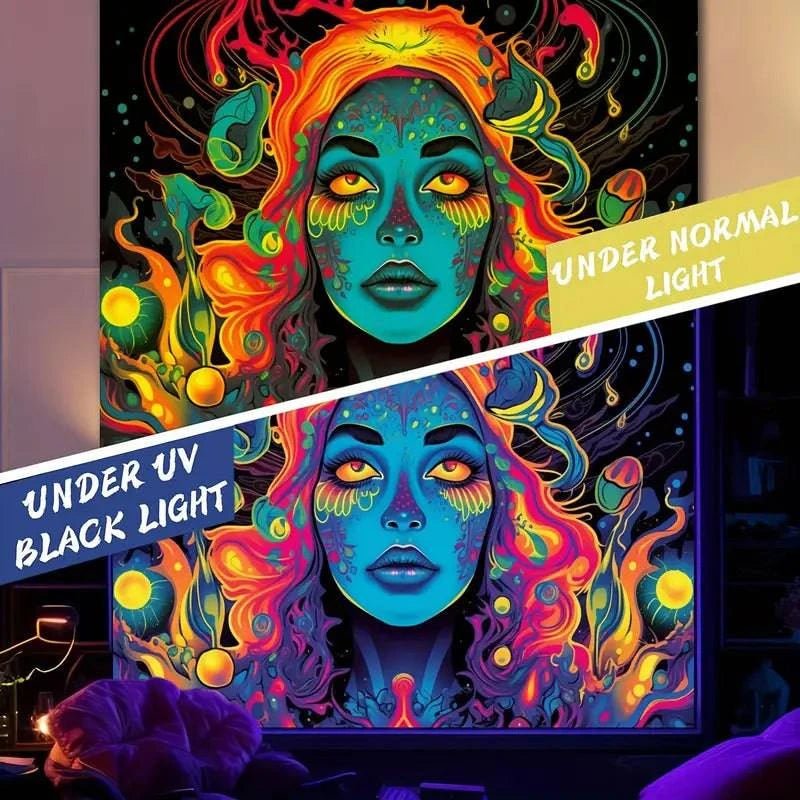 Groovy Blacklight Poster for Room Decor - Psychedelic UV Glow Art for Bedroom, Party & Rave - Perfect for Hippie, 60s & 70s Theme Decorations