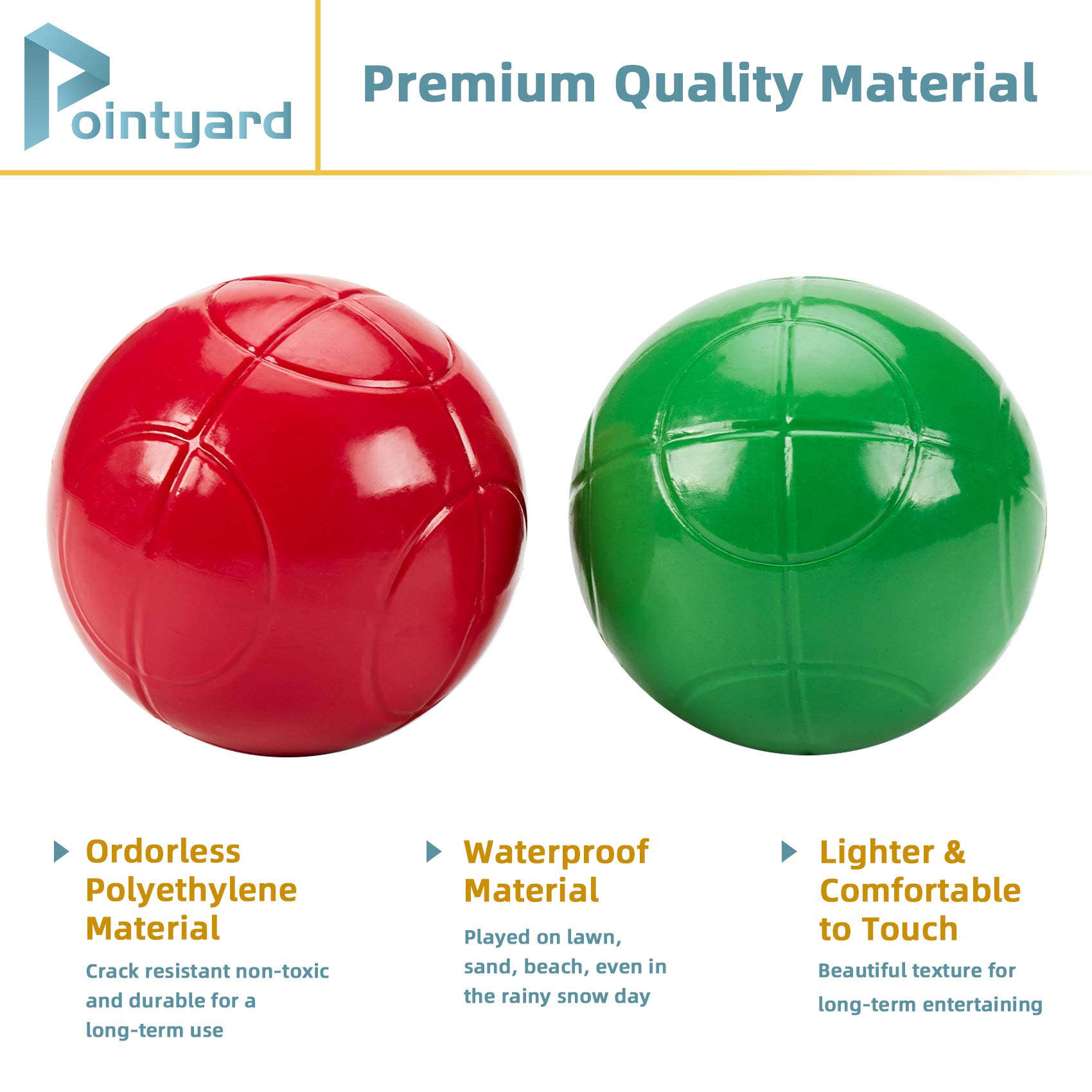 **Regulation 100mm Bocce Ball Set - 8 PE Balls, Pallino, Carry Bag & Measuring Tape - Outdoor Family Game for Backyard, Lawn, Beach, Picnics & Parties (Red, Blue, Green, Yellow)**