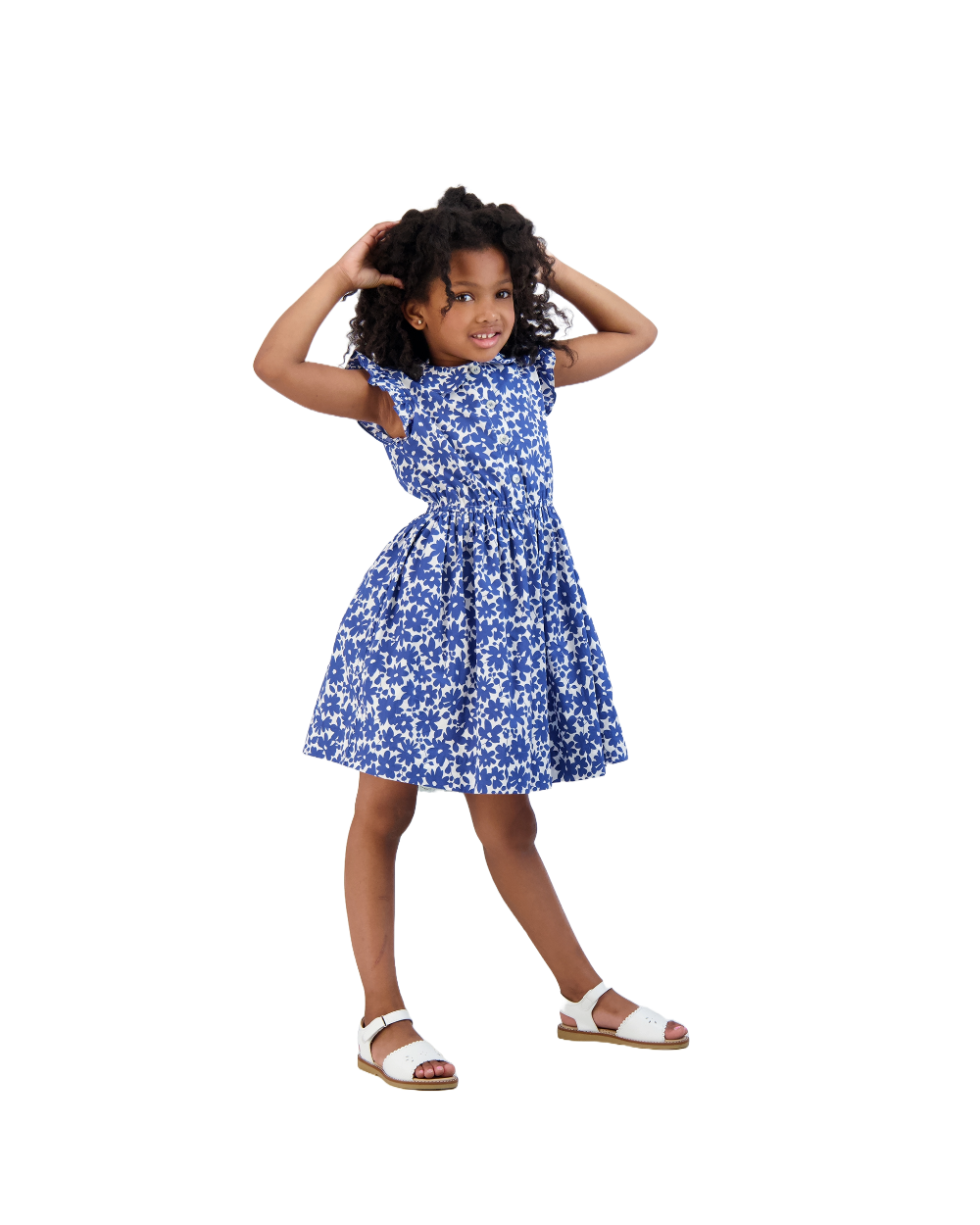 Juniper Button Front Dress in Blue Poppy - Stylish Floral Midi Dress for Women | Perfect for Casual Outings, Office Wear & Summer Parties