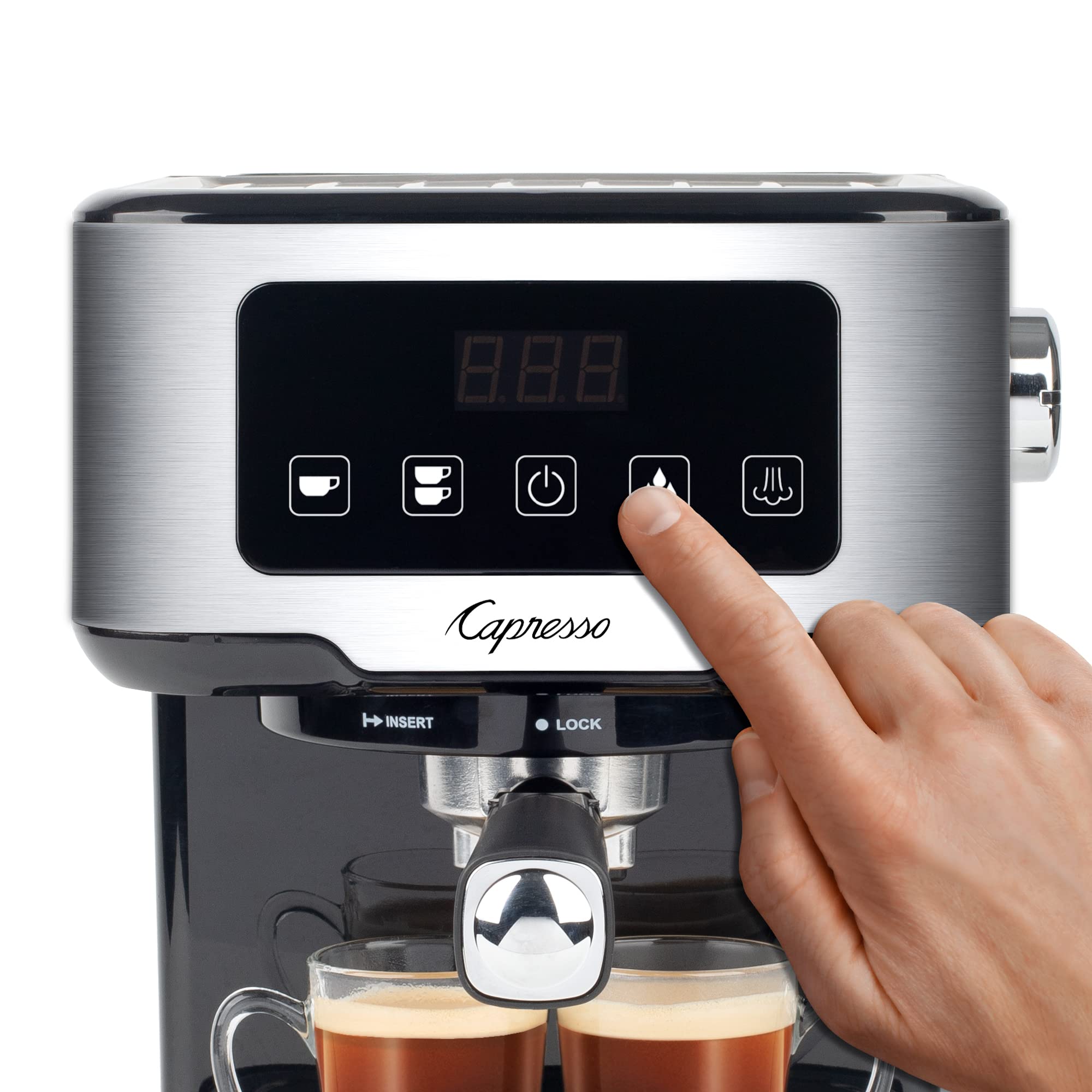 Capresso Café TS Touchscreen Espresso Machine - 50oz Silver Coffee Maker for Home & Office | Perfect for Espresso, Latte & Cappuccino Lovers