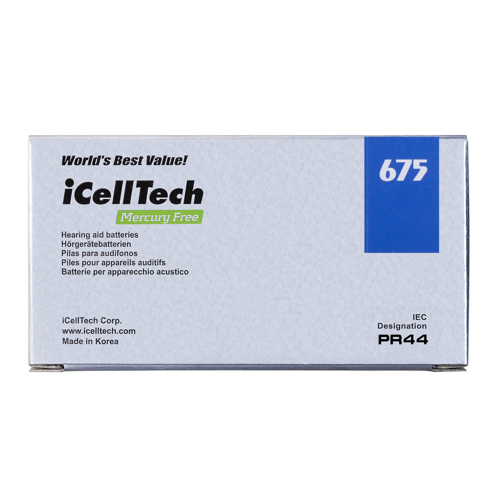 60 Pack iCellTech 675 Hearing Aid Batteries with Convenient Battery Caddy - Long-Lasting Power for Hearing Aids, Perfect for Travel & Daily Use
