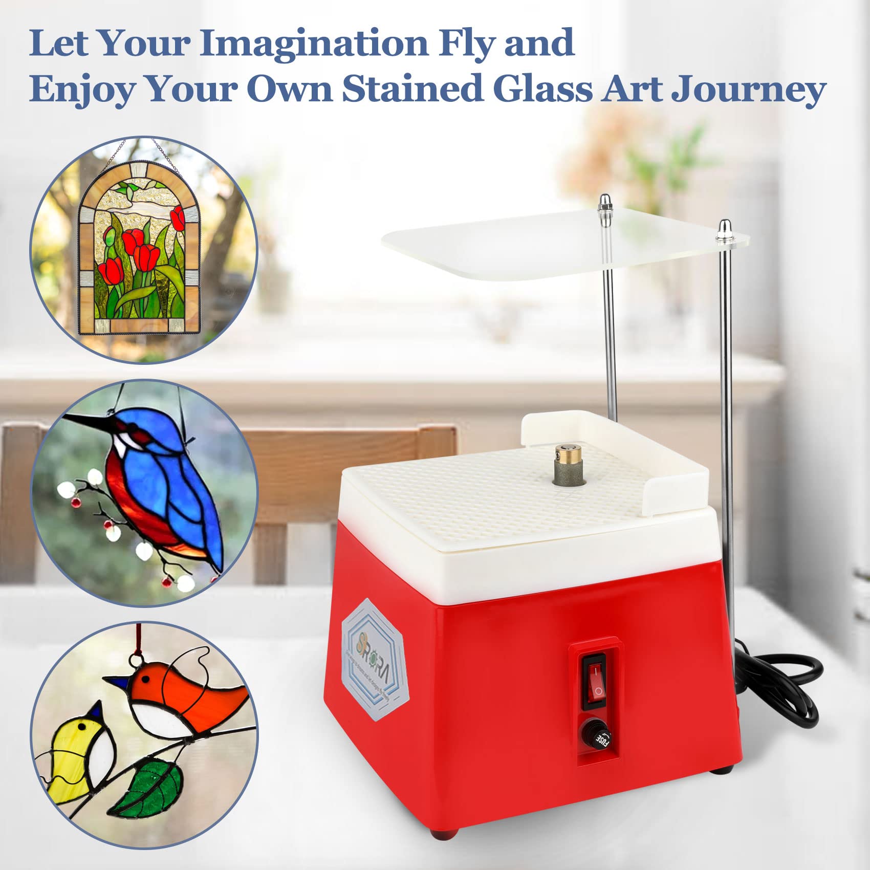 Professional 4200r/min Stained Glass Grinder Kit - 110V 65W Portable DIY Glass Art Tool with 5/8