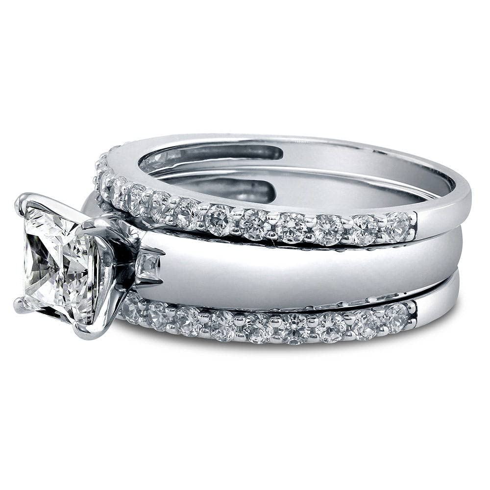 BERRICLE 1.2 Carat Princess Cut Cubic Zirconia Sterling Silver Solitaire Engagement & Wedding Ring Set for Women - Rhodium Plated, Size 4-10 - Perfect for Proposals, Anniversaries & Bridal Jewelry
