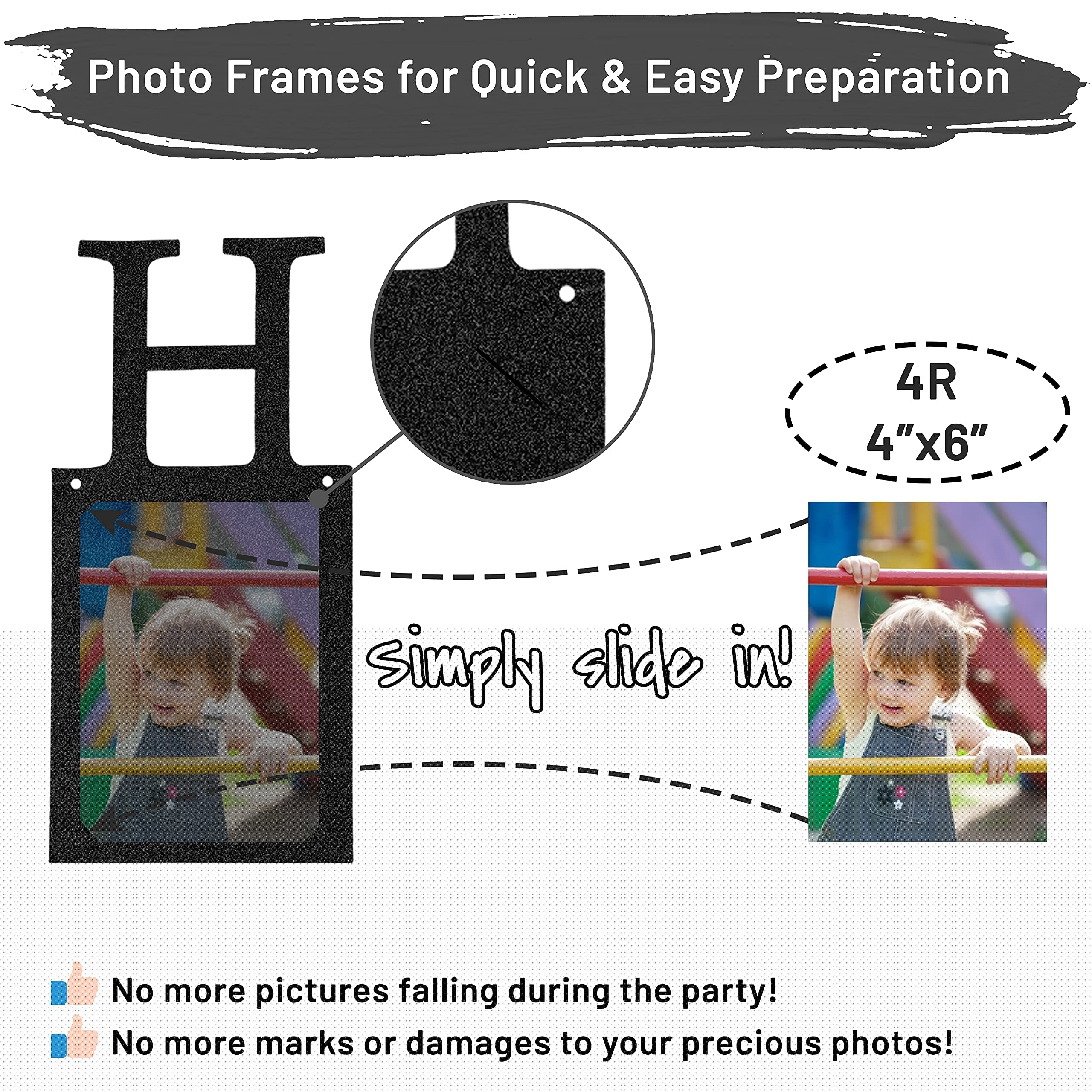 Sweet 16 Birthday Banner with Photo Frames - Black Pre-assembled Party Decorations for Girls | 16th Birthday Party Supplies with Signs | Perfect for Sweet Sixteen Celebrations, Photo Backdrops & Milestone Decor