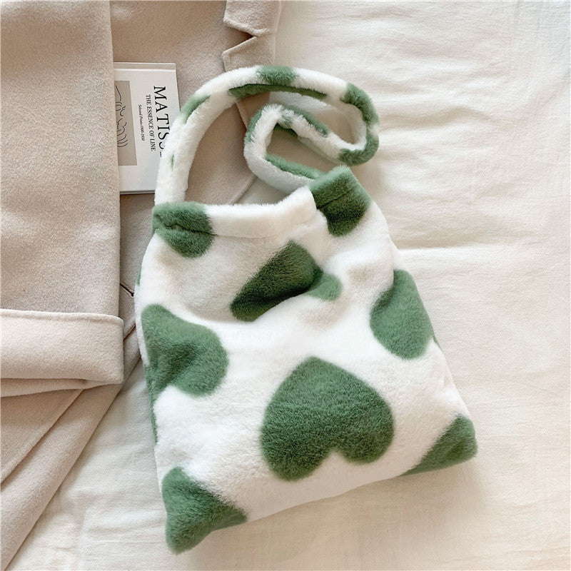 Love Heart Shoulder Bags - Winter Plush Shopping Tote for Women | Cute Crossbody Purse for Daily Use, Date Night & Gift Giving