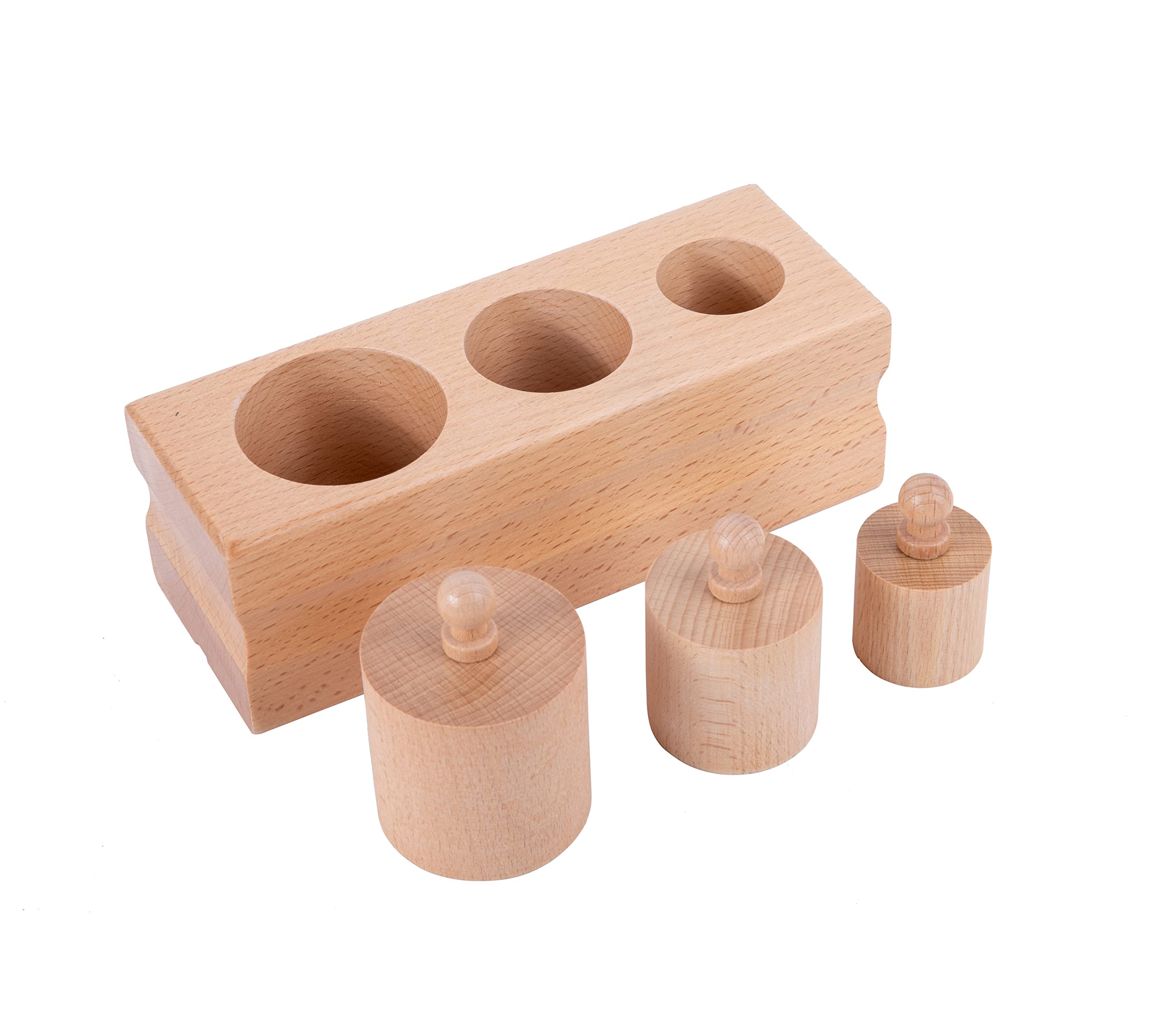 Montessori Wooden Knob Log Mini-Cylinder Block Sensory Toys - 3 Piece Set for Babies 6-12 Months | Early Learning & Fine Motor Skills Development | Perfect for Preschool Playtime & Toddler Educational Activities