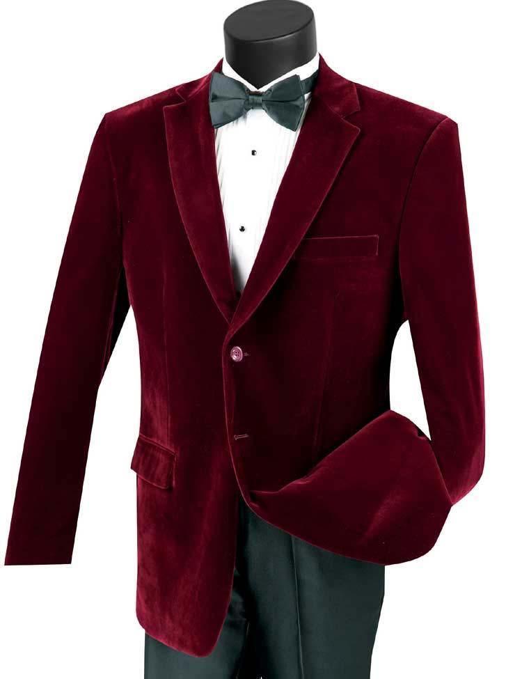Velvet Sport Coat for Men - Elegant Wine Red Blazer - Perfect for Weddings, Parties & Formal Events