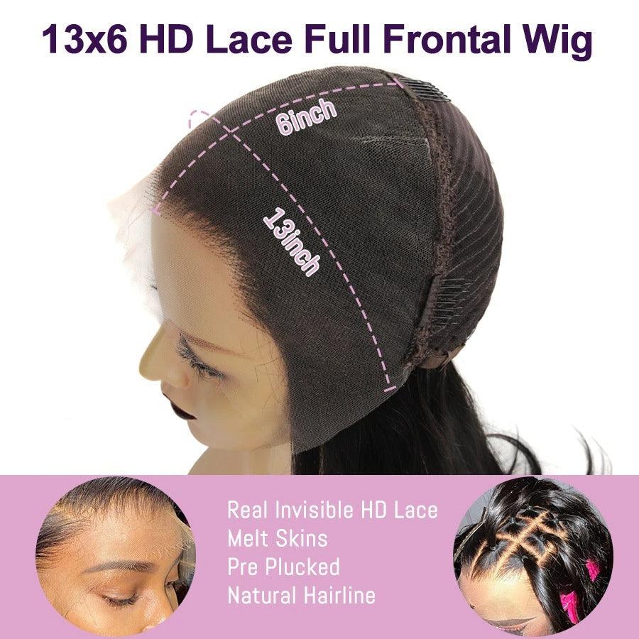 13X6 HD Lace Full Frontal Wig - Curly Human Hair Wig 250% Density | Natural Hairline & Breathable | Perfect for Daily Wear, Cosplay & Special Occasions | Fast UK Shipping