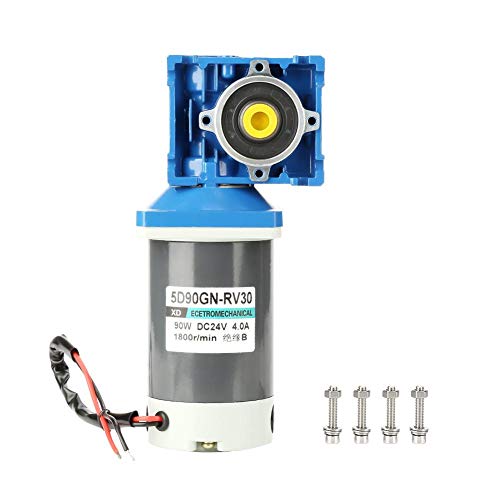 24V 90W Worm Gear Reduction Motor with Speed Control & Self-Locking - DC Gearmotor for Windows, Door Openers, Winches, Automation Equipment & DIY Projects (10K RPM)