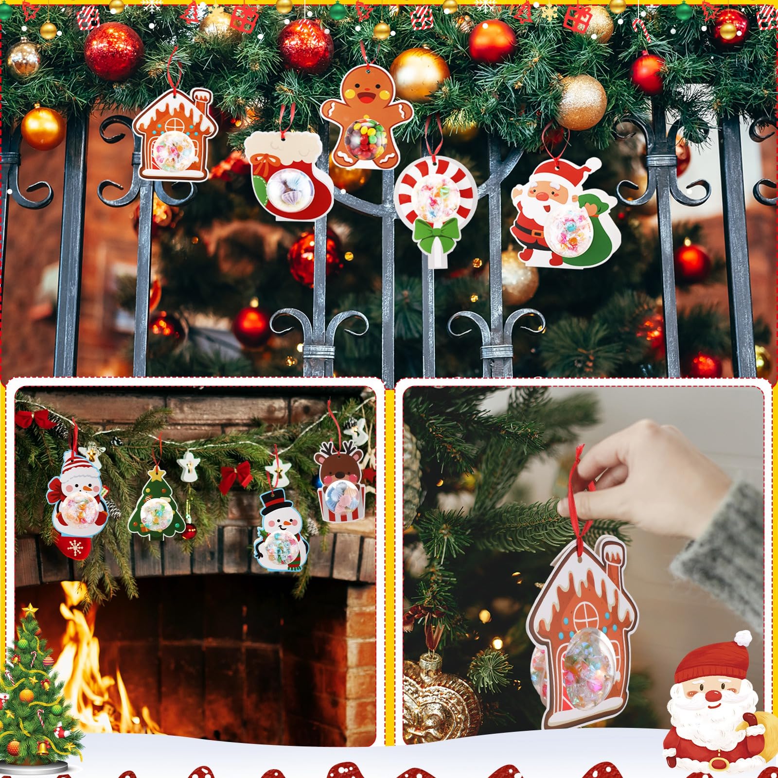 Watersay 24 Sets Clear Candy Dome Holders with DIY Cards - Christmas Party Favors, Money Gift Boxes, Santa Shakers for Holiday Crafts, Goodie Bags & Stocking Stuffers - Perfect for Xmas Decorations, Gift Wrapping & DIY Projects