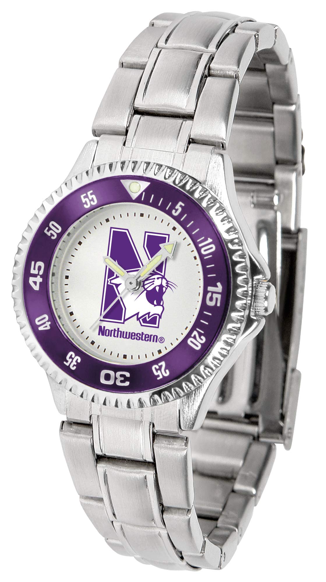 SunTime Northwestern Wildcats Competitor Women's Stainless Steel Watch - Perfect for Game Days, Gifts & Everyday Wear