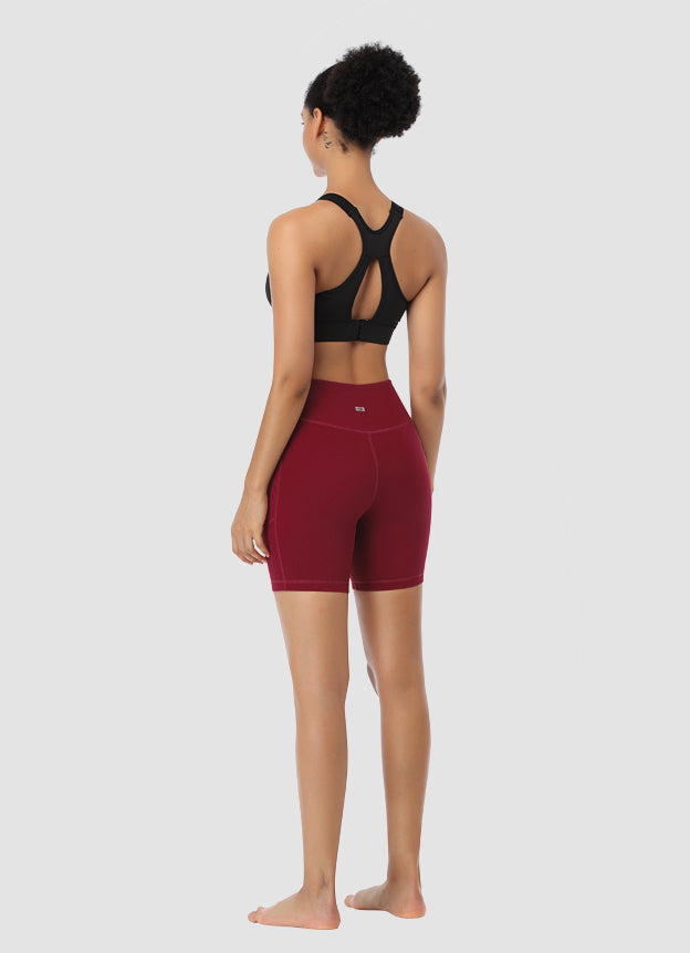 Newborn High Waist Bike Shorts 6” — Dark Red | Women's Workout & Yoga Shorts for Running, Cycling & Gym