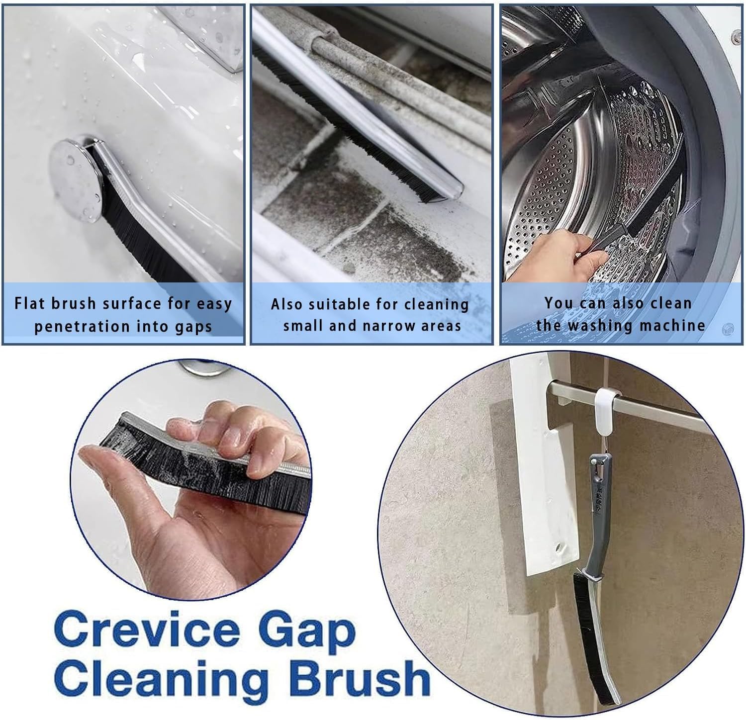 3-Piece Crevice Cleaning Brush Set - Heavy Duty Scrub Brushes with Hard Bristles for Deep Cleaning Bathroom Tiles, Toilets, Kitchen & Window Grooves - Perfect for Home, Apartment and RV Cleaning Tasks