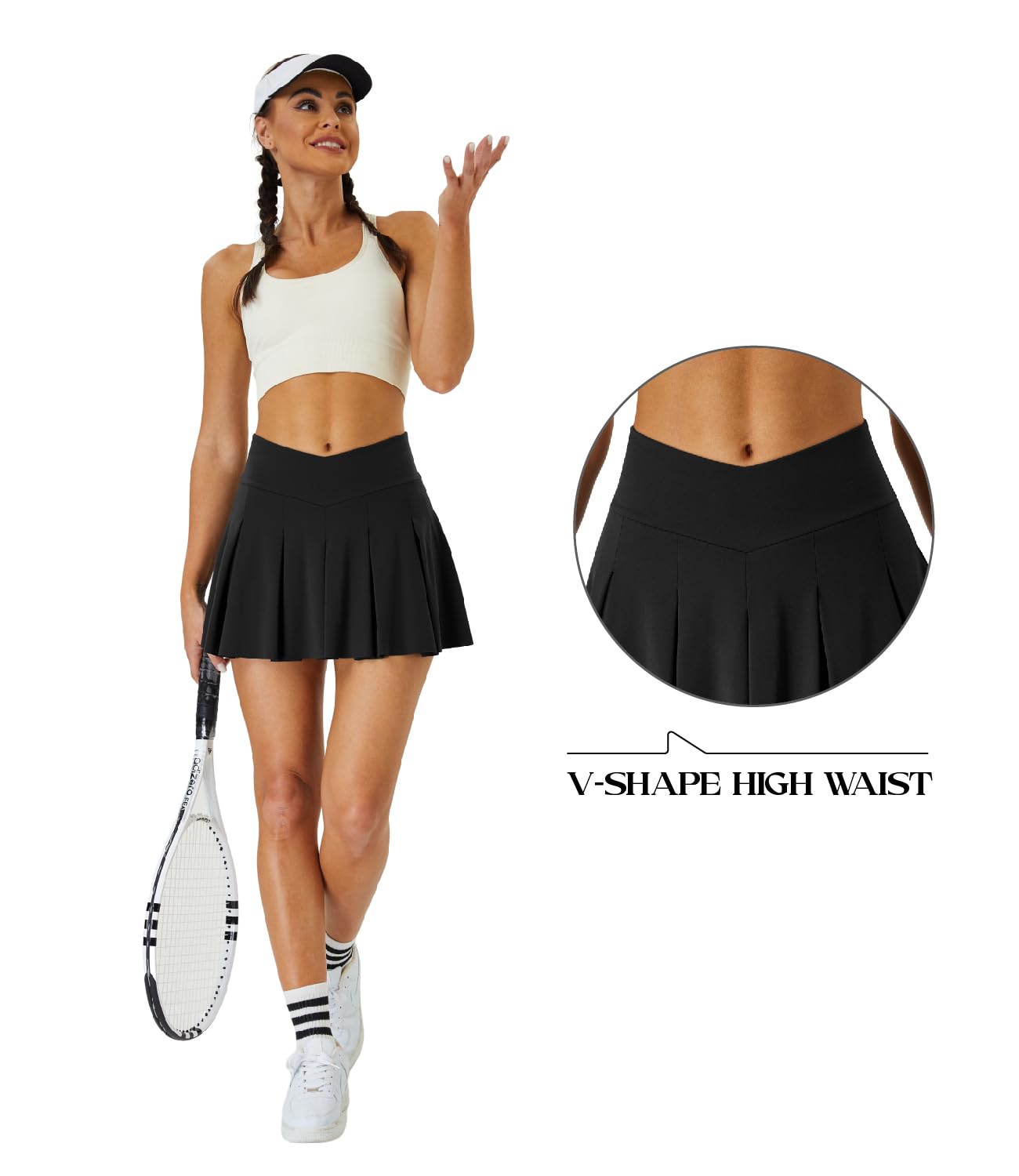 Women's Pleated Tennis Skirt - V Waist Golf Athletic Skort with Built-in Shorts for Workout, Running & Sports | Perfect for Tennis, Golf, Gym & Casual Wear