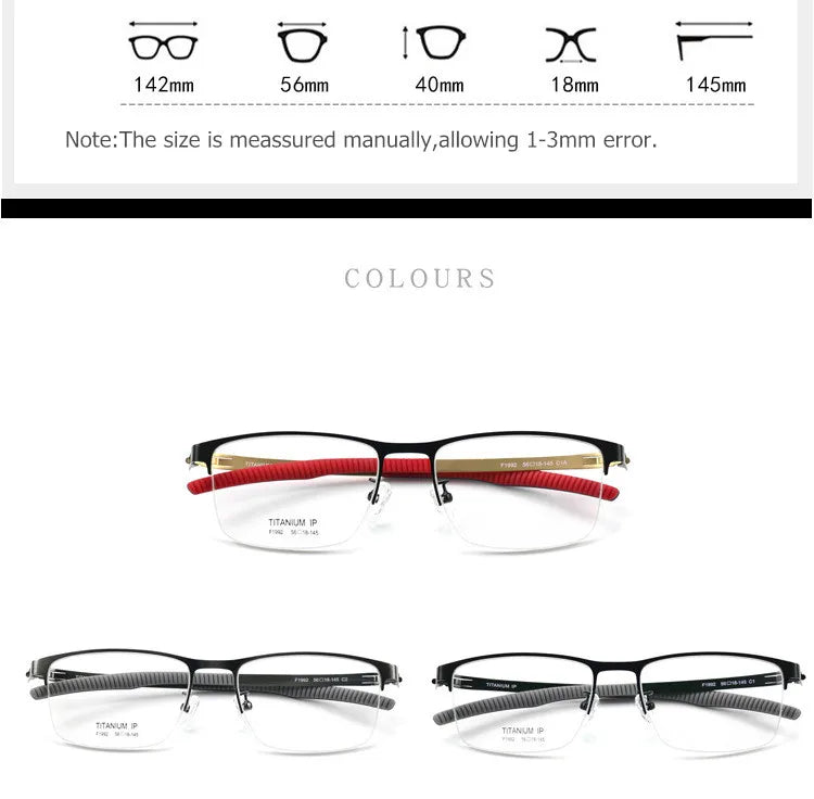 Aimee Unisex Semi-Rimless Square Titanium Sports Eyeglasses 2992 - Lightweight Durable Frames for Running, Cycling & Outdoor Activities