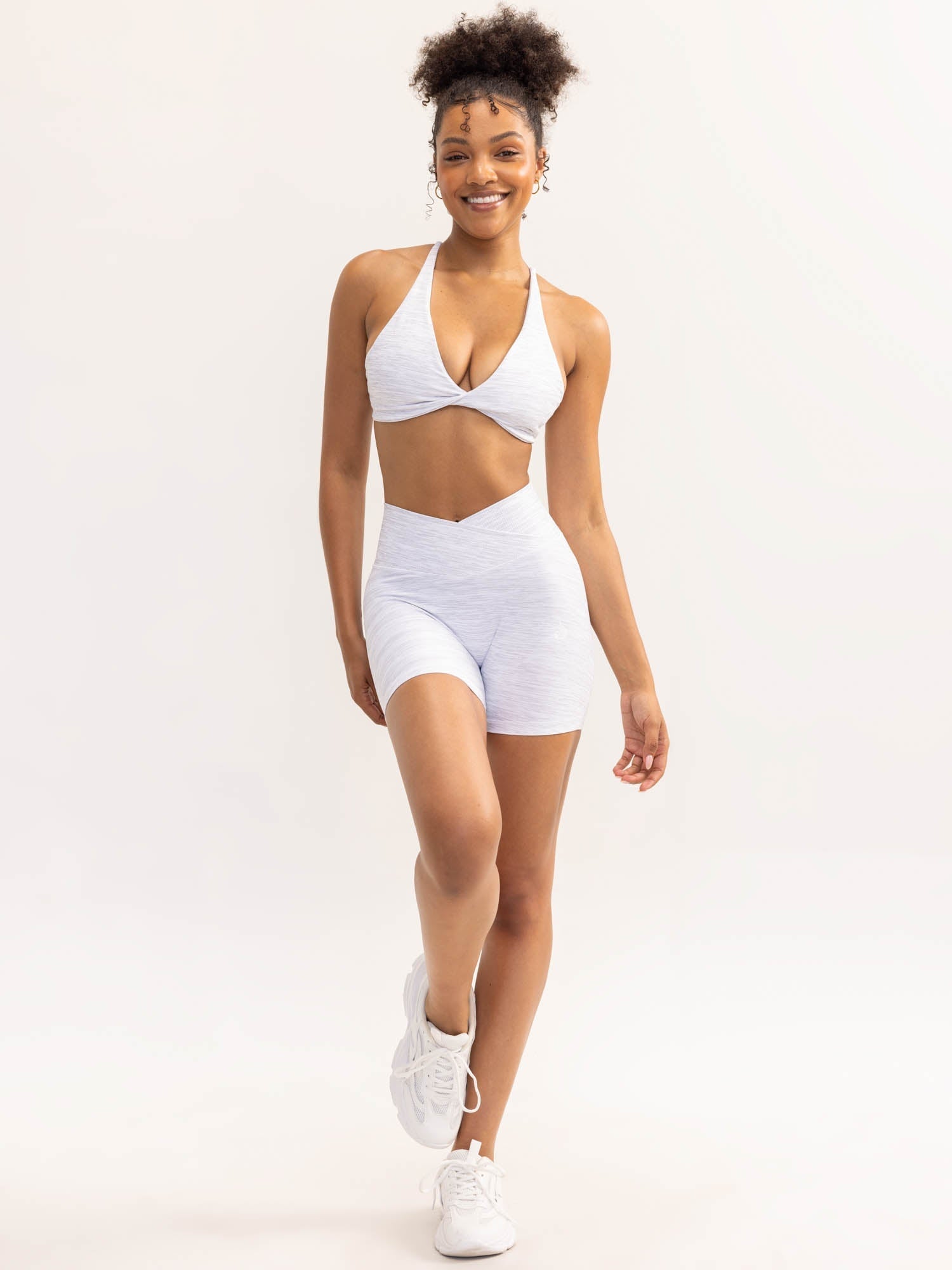 Activate Twist Sports Bra - Snow Grey Marl | High Support Workout Top for Running, Yoga & Gym | Breathable & Comfortable Activewear