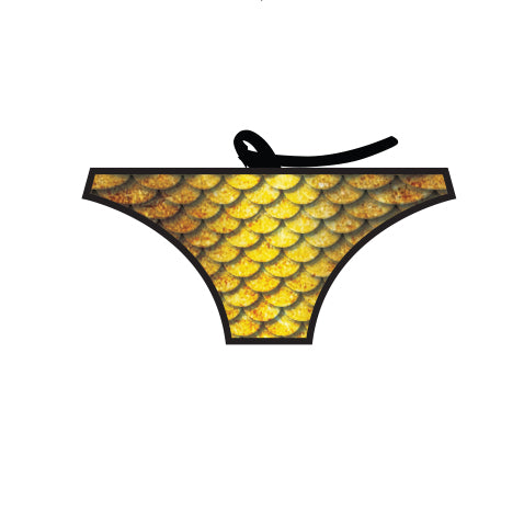 Sunset Treasure Gold Surf Bikini Bottom - Women's Swimwear for Beach & Pool - High Waisted Bathing Suit Bottoms in Sizes M & L - Perfect for Surfing, Swimming & Summer Vacations
