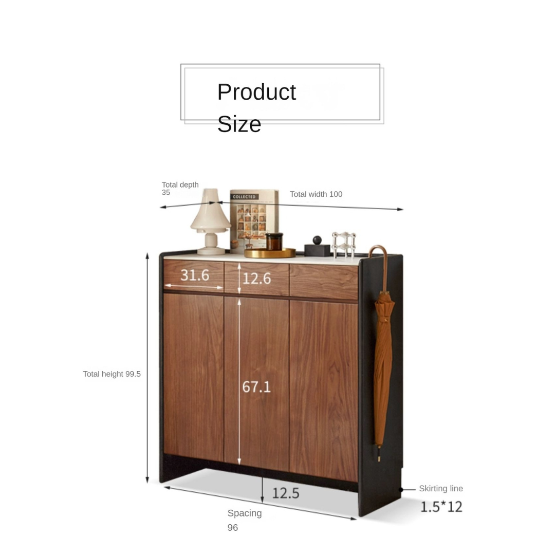 Black Walnut Solid Wood Shoe Cabinet for Entryway - Rustic Shoe Storage Organizer with Shelf | Perfect for Hallway, Mudroom & Closet Organization