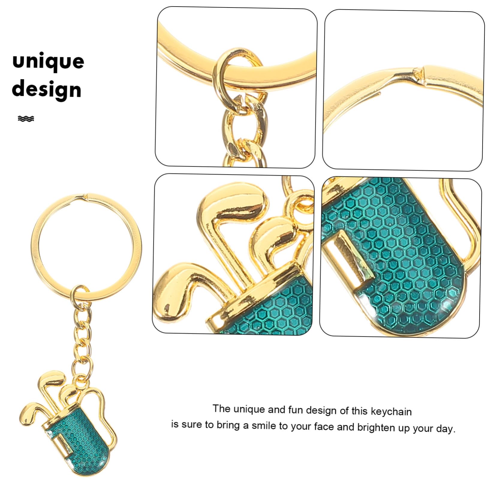 GOOHOCHY Golf Keychain with Ball Markers - Gold & Blue Hanging Keyring Pendant for Golf Bag Decor | Perfect Gift for Golfers & Sports Enthusiasts