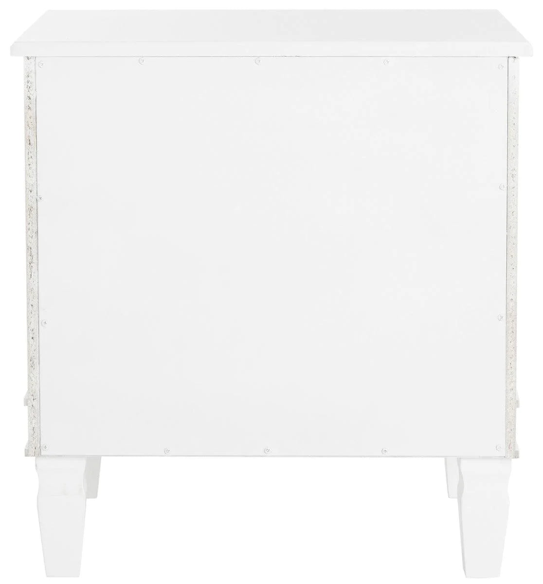 Modern White 3-Drawer Nightstand with Chrome Hardware - Perfect for Bedroom, Living Room, or Office Storage