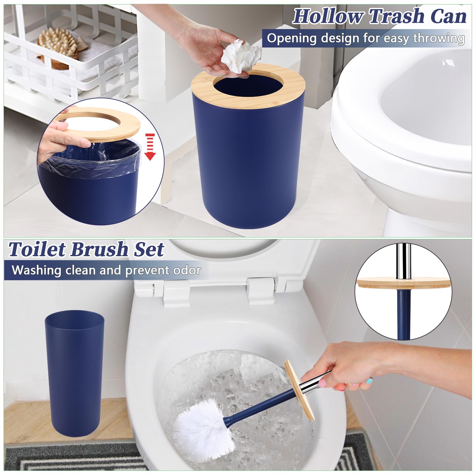 Navy Blue Bathroom Accessories Set - 9-Piece for Home & Hotel Use