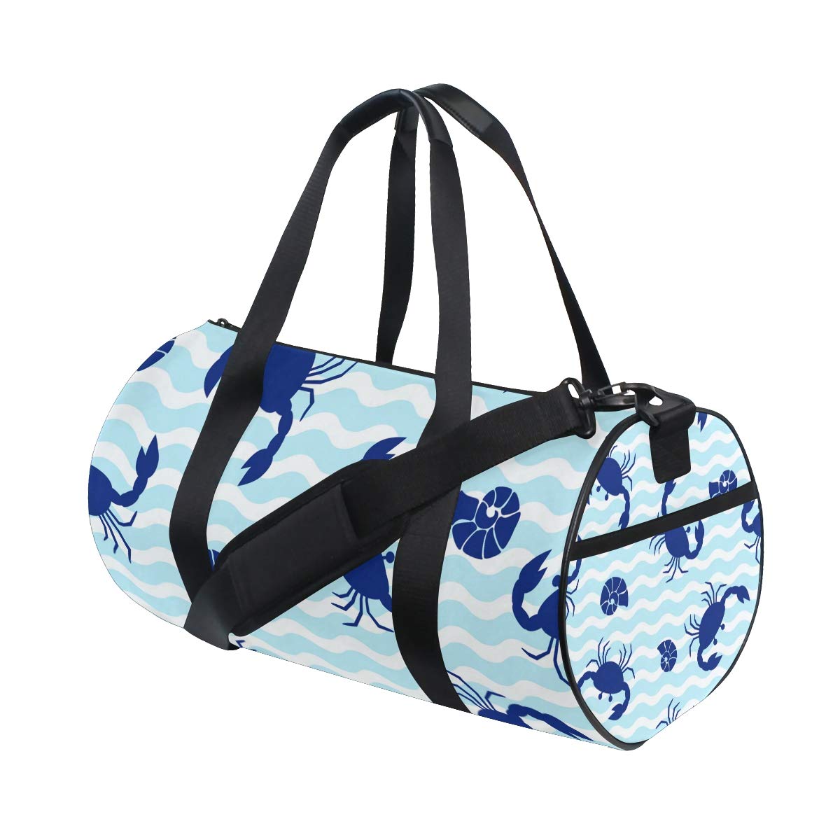 Royal Blue Crab Barrel Duffel Bag - Lightweight Wave Design for Sports, Gym & Travel - Perfect for Workouts, Beach Trips & Weekend Getaways