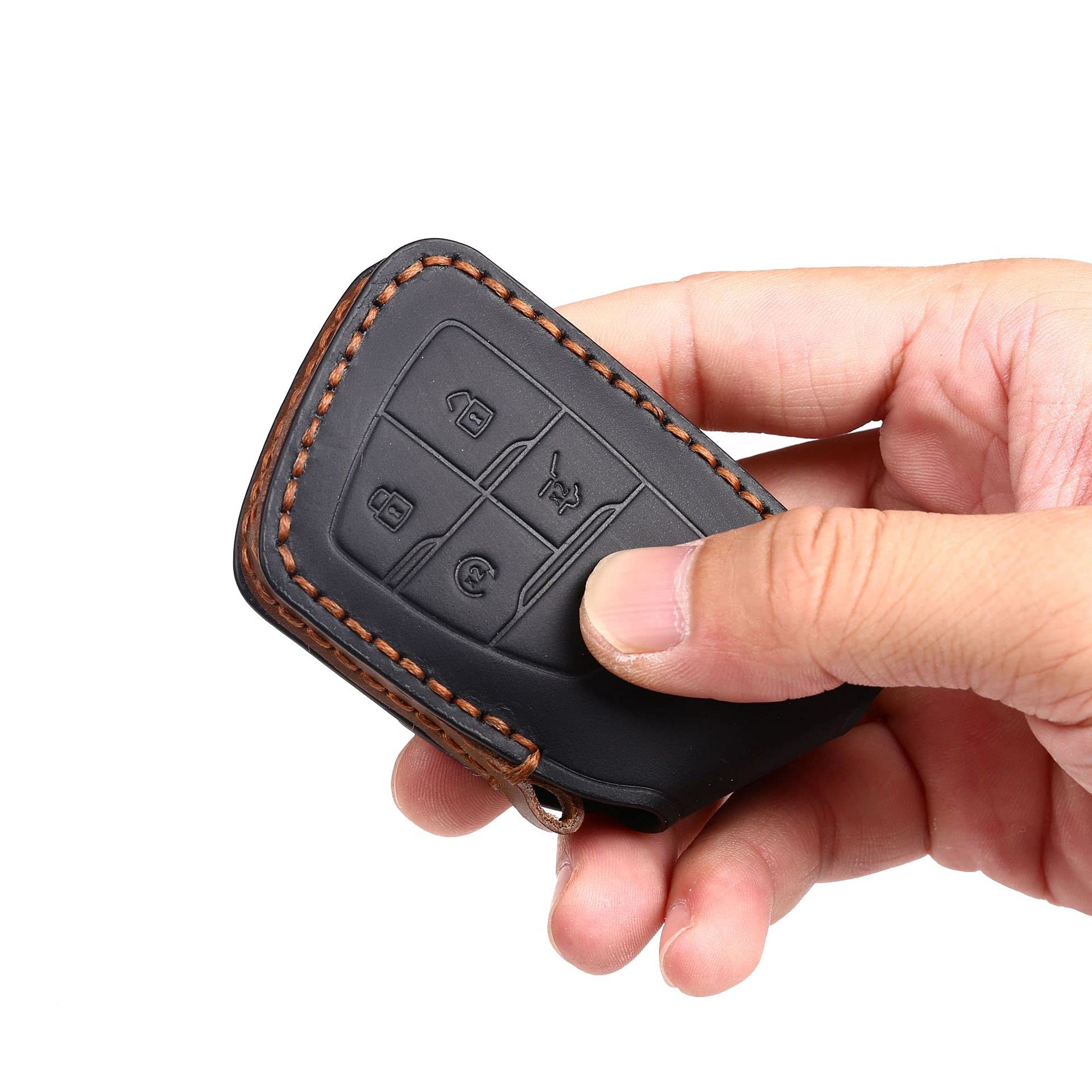 Premium Leather Key Fob Cover for Buick Envision 2020-2021 - 3-Button Smart Remote Key Case with Full Protection (Blue) | Durable Key Holder for Car Keys, Perfect for Everyday Use and Travel