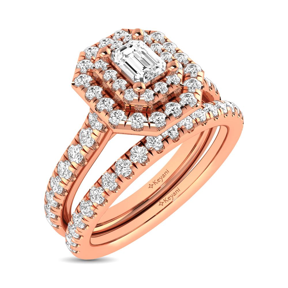 14KT White Gold 1.00ctw Diamond Double Halo Engagement Ring for Women - Princess Cut & Round Brilliant Diamonds - Perfect for Proposals, Weddings & Anniversary Gifts