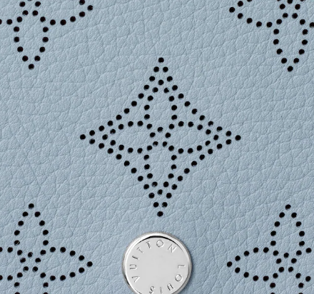 Louis Vuitton Iris Compact Wallet in Mahina Leather - Blue Horizon & Pumpkin Color - Perfect for Everyday Use & Travel Accessories