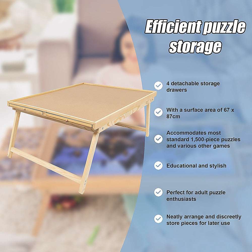 1500 Piece Puzzle Board - 70cm x 90cm Wooden Jigsaw Puzzle Table with Adjustable Legs for Adults & Kids - Perfect for Family Game Night, Home Decor, and Educational Activities