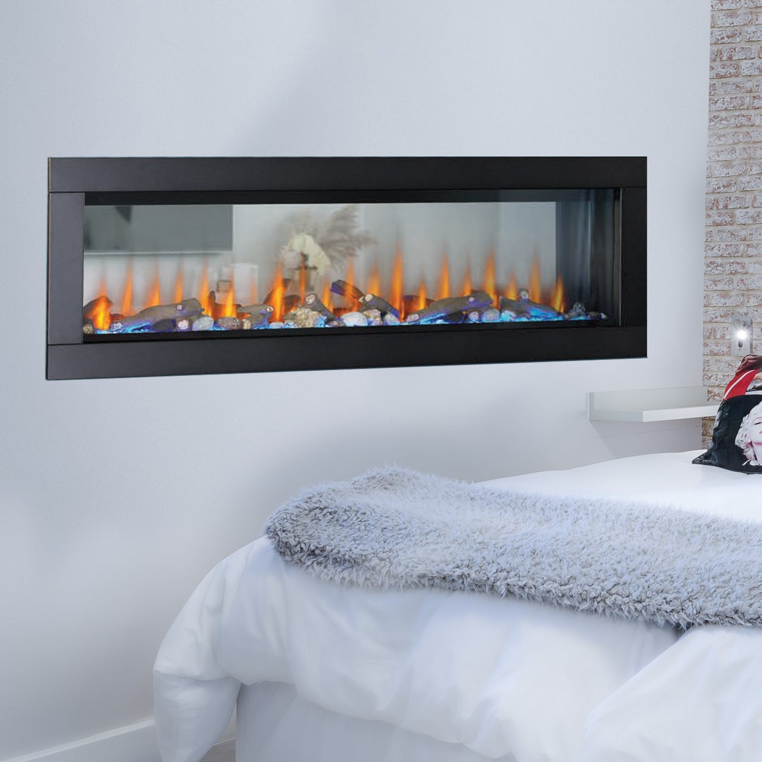Napoleon Clearion Elite 60-Inch See-Through Electric Fireplace - Modern Indoor Heating for Living Room, Bedroom & Office Spaces