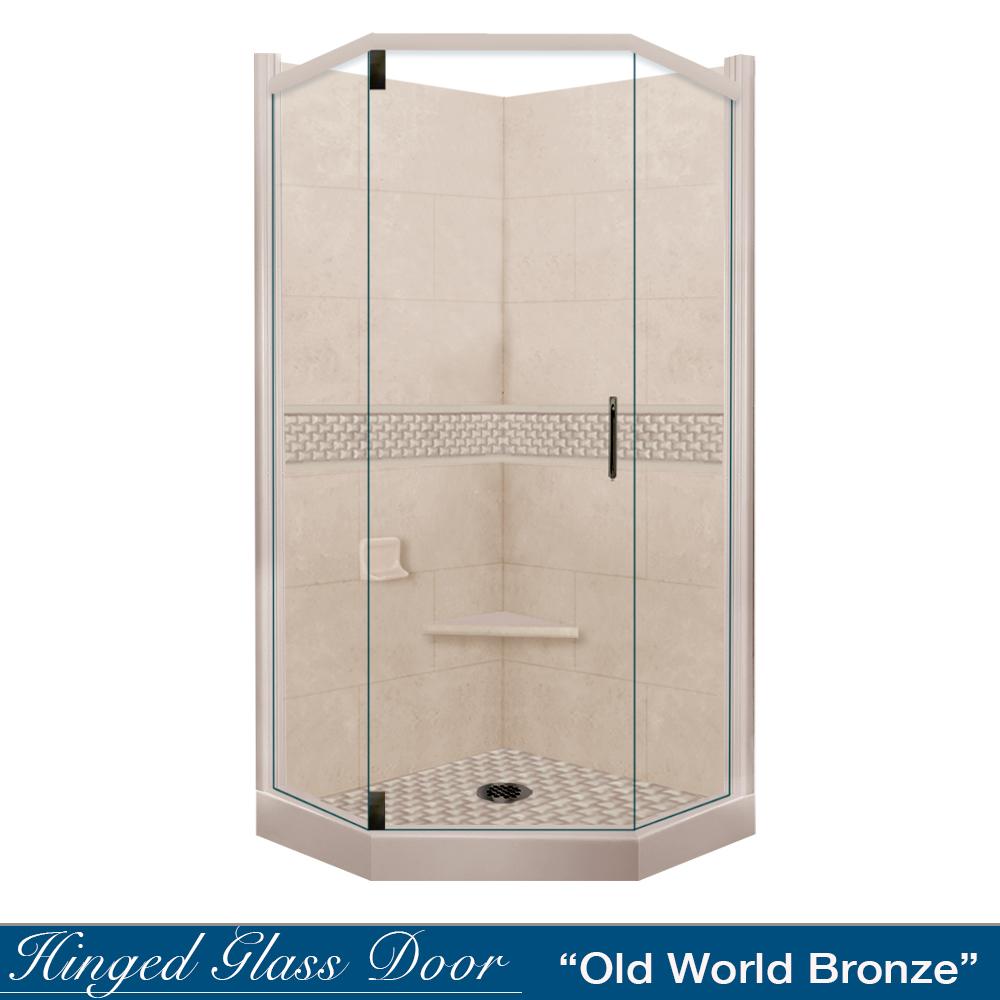 Neo Angle Brown Sugar Sistine Stone & Jewel Stone Accent DIY Shower Remodel Kit - Easy Bathroom Upgrade for Modern Home Renovation