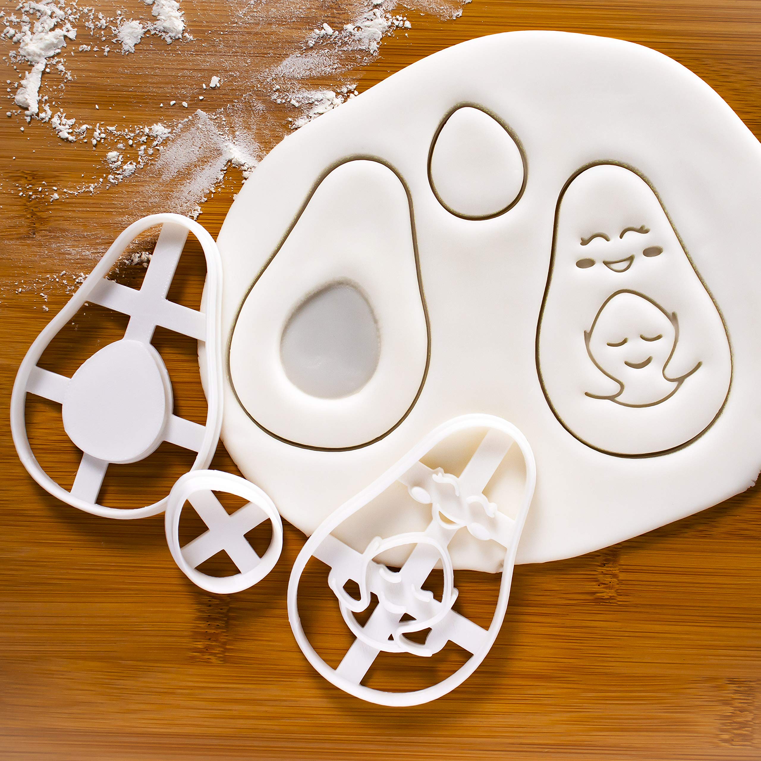 Set of 2 Avocado-Shaped Cookie Cutters - Mother & Child and Avocado with Seed Designs | Perfect for Baking, DIY Cookies, Baby Showers & Kitchen Decor - Bakerlogy