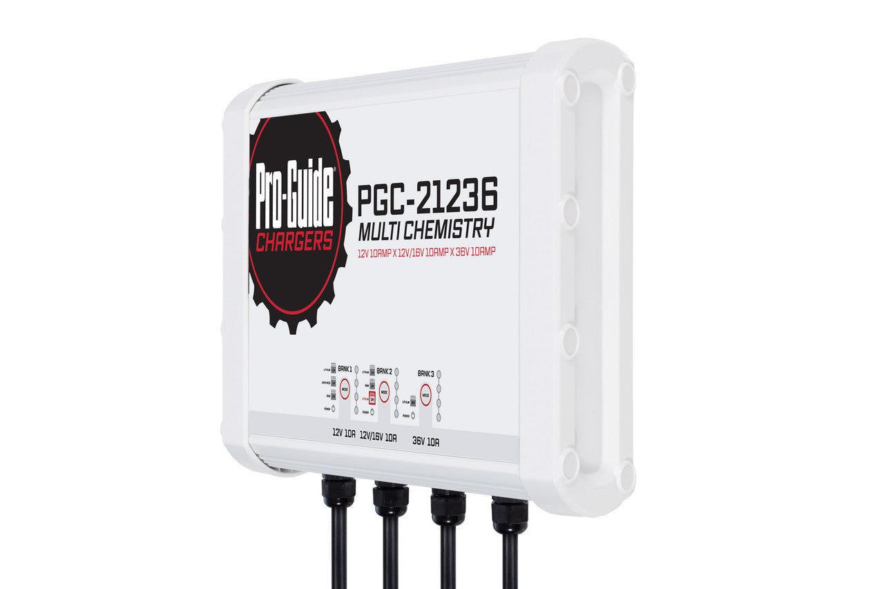 Pro Guide PGC 21236 12V/16V/36V Universal Onboard Battery Charger for Lead Acid, AGM & Lithium Batteries - Perfect for Boats, RVs, and Marine Vehicles