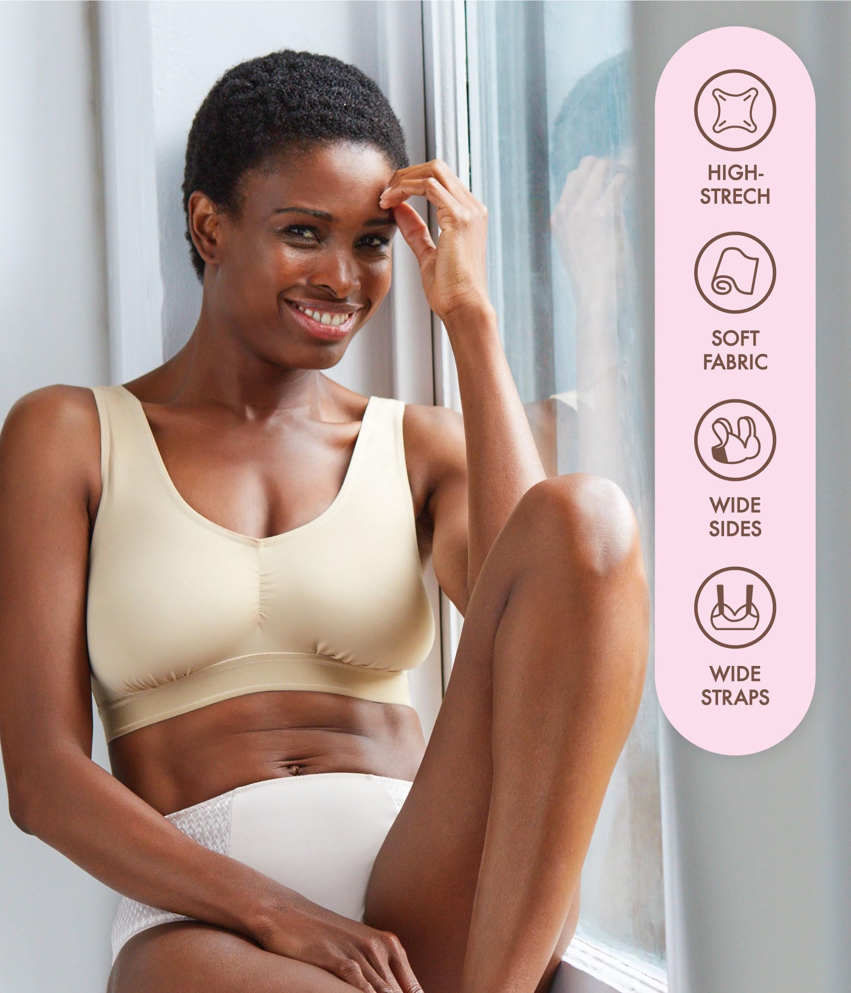 Carole Martin Wireless Comfort Sleep Bra for Women - Soft Slip-On Bralette for Lounge, Yoga & Nightwear - Breathable Support for Relaxation & Sleep