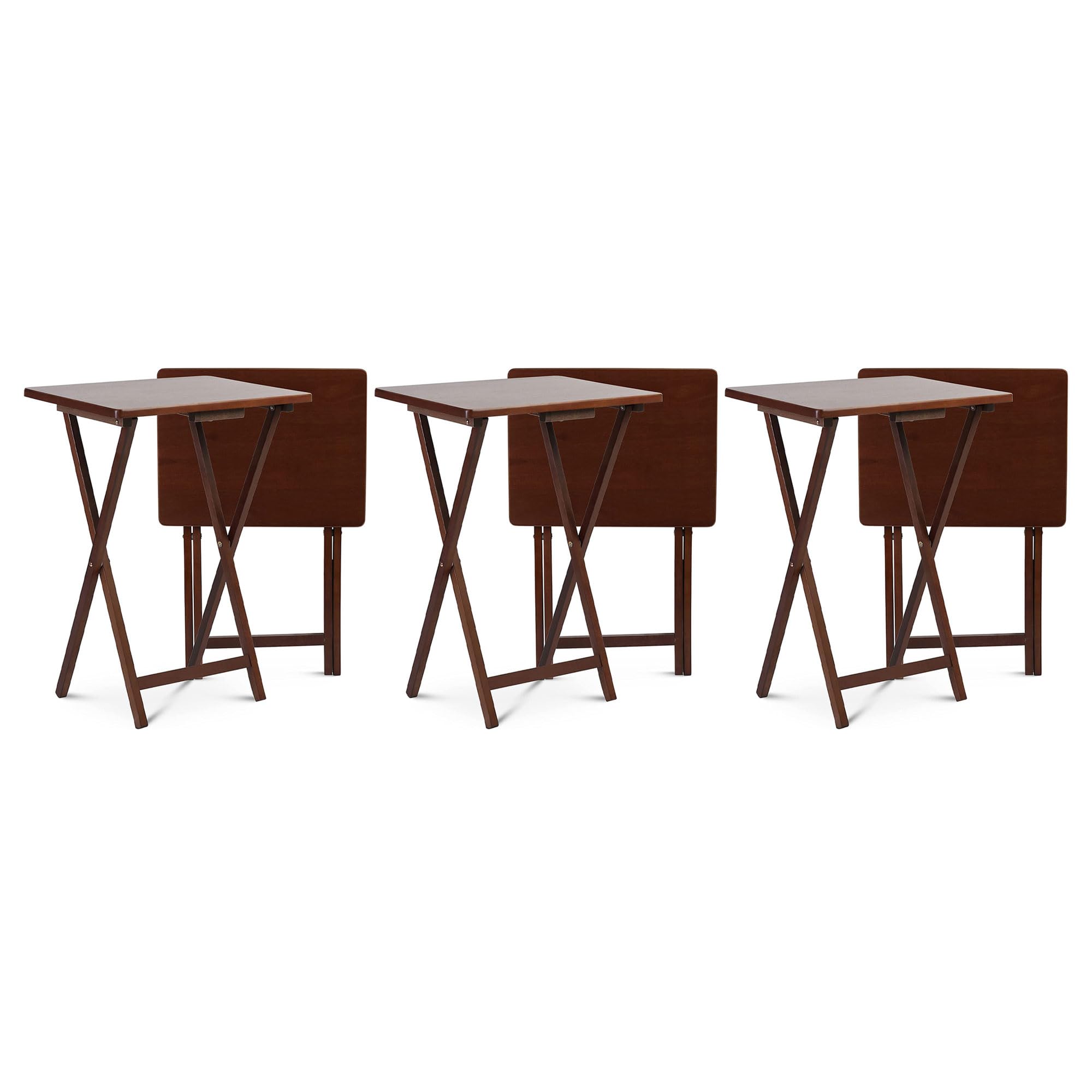 Portable Collapsible TV Snack Tray Table - Foldable Serving Stand for Couch, Bed, Sofa & Office - Lightweight Honey Oak Wood (6 Pack) - Perfect for Movie Nights, Gaming & Home Office Use