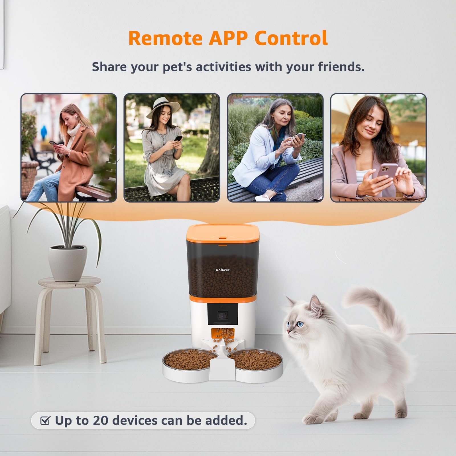 Smart Automatic Cat Feeder with Adjustable Camera - 6L Capacity, 5G WiFi, 1080P HD Video & Night Vision for 2 Cats | 2-Way Audio, Food Blockage & Motion Alerts | Perfect for Pet Owners Who Travel or Work Long Hours