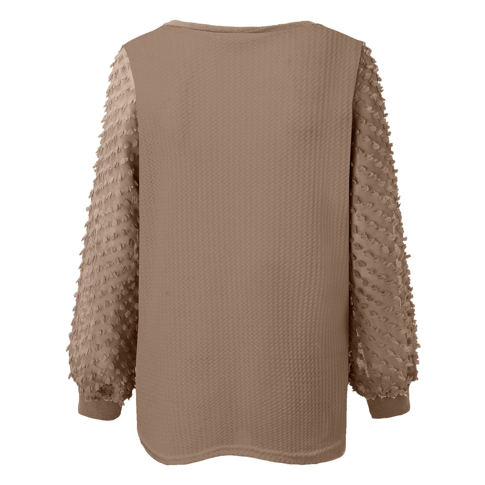 Women's Long Sleeve Mock Neck Lace Trim Cotton Blouse - Elegant Round Neck Loose Fit Top for Casual Wear, Office & Date Nights