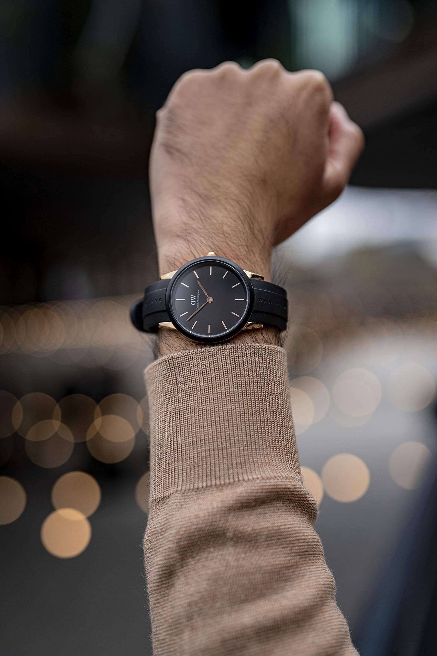 Daniel Wellington Iconic Rose Gold Rubber Strap Watch - Stylish & Waterproof for Everyday Wear, Work & Casual Outfits