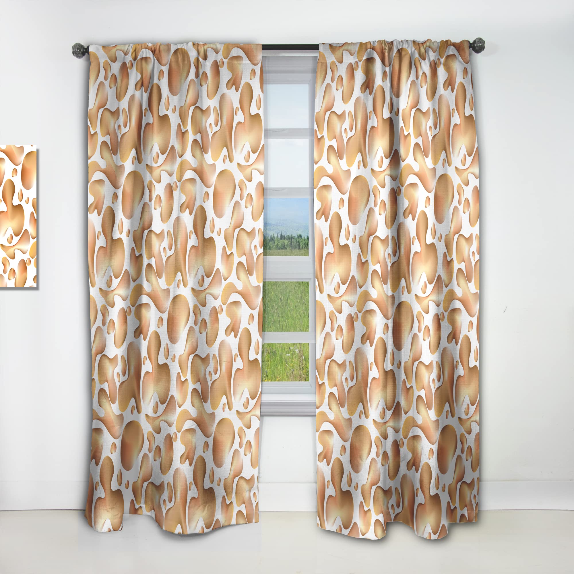 DesignQ 'Liquid Gold I' Thermal Insulated Curtains - 52x108 Single Panel for Bedroom & Living Room - Blackout Drapes for Home Decor, Energy Saving & Privacy