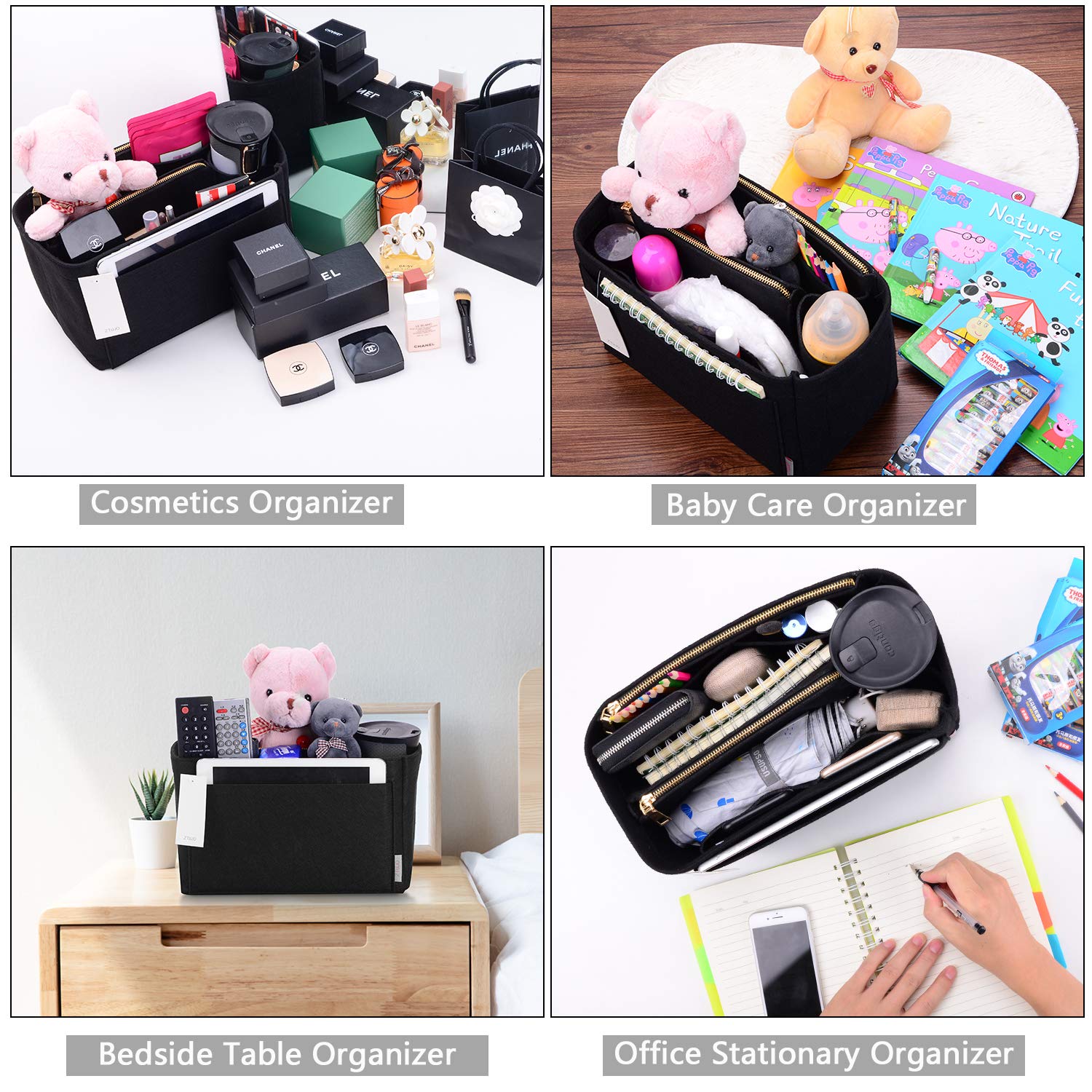 ZTUJO Felt Purse Organizer Insert for Louis Vuitton Speedy, Neverfull, Graceful & Tote Bags - Handbag Shaper & Storage Solution for Travel, Work & Daily Use