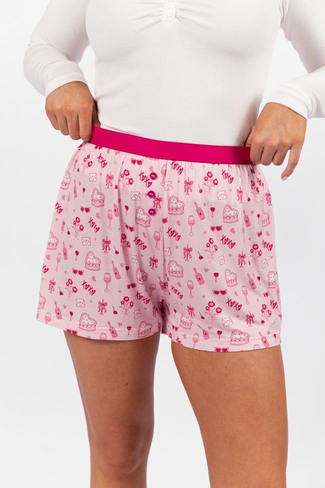 Subtle Hints Valentine's Day Icon Pajama Boxer Shorts for Men - Soft Cotton Sleepwear & Lounge Shorts - Perfect Gift for Boyfriend/Husband - Cozy Homewear & Romantic Sleepwear for Couples
